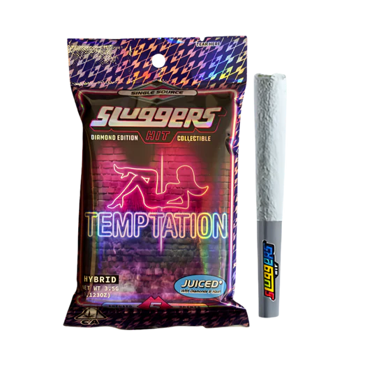 SLUGGERS HIT "TEMPTATION" DIAMOND & HASH INFUSED PRE-ROLLS SLUGGERS HIT "TEMPTATION" DIAMOND & HASH INFUSED PRE-ROLLS