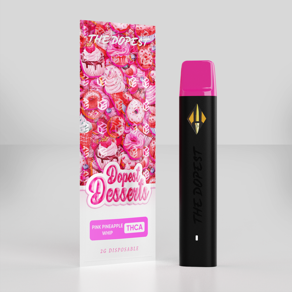 The Dopest Dessert Disposable: 2G THCA Liquid Diamonds Pink Pineapple Whip The Dopest Dessert Disposable: 2G THCA Liquid Diamonds Pink Pineapple Whip