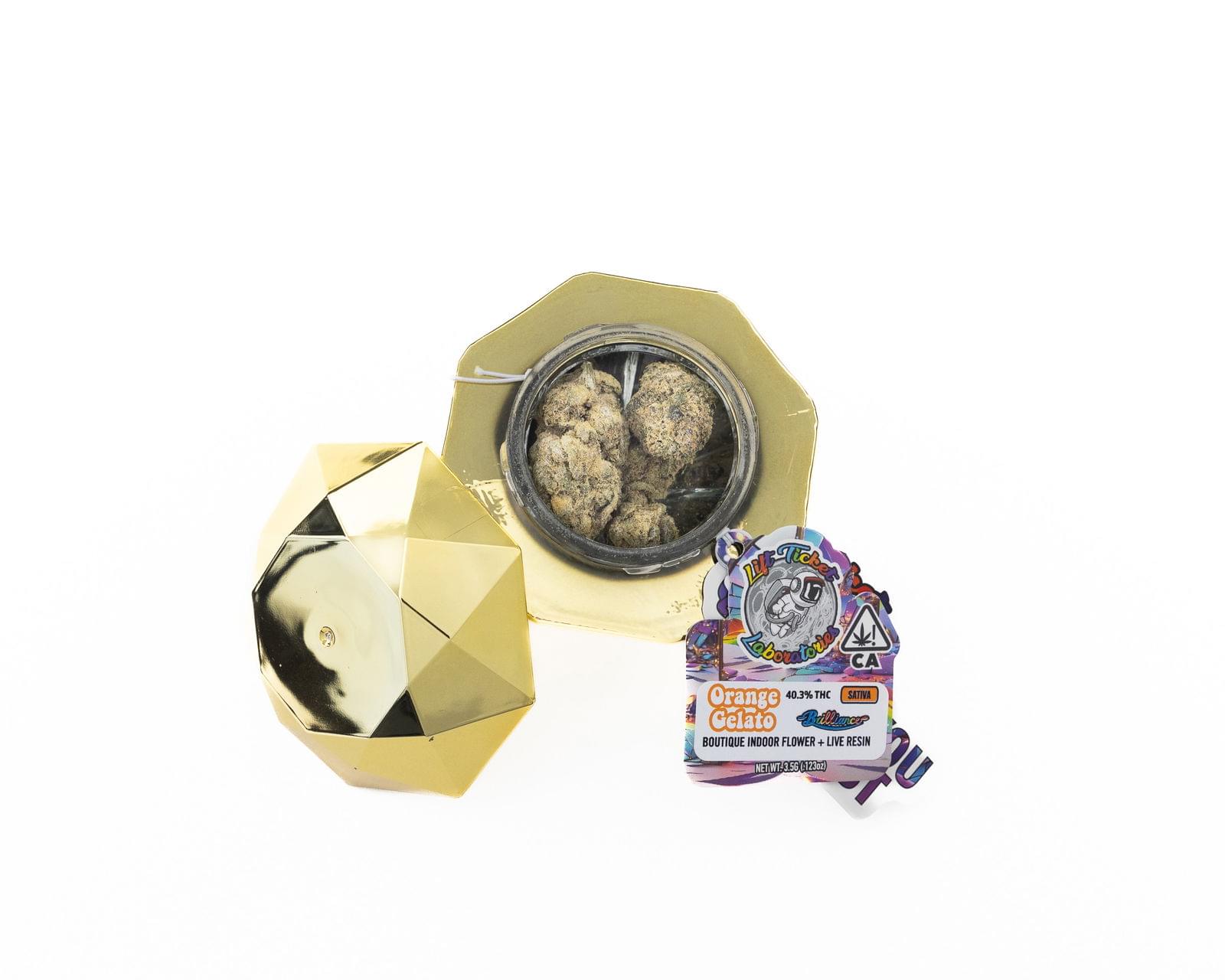 LIFT TICKETS - DESIGNER FLOWER - BOUTIQUE INDOOR INFUSED LIVE RESIN FLOWER (GOLD DIAMONDS) - 3.5GM | Gotham Medical and Rec Dispensary LIFT TICKETS - DESIGNER FLOWER - BOUTIQUE INDOOR INFUSED LIVE RESIN FLOWER (GOLD DIAMONDS) - 3.5GM | Gotham Medical and Rec Dispensary